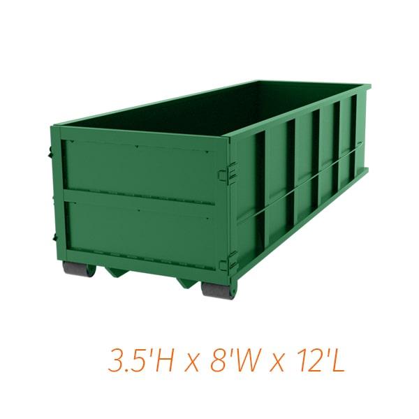 10-yard dumpsters can be delivered and picked up at the customer's location